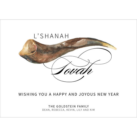 Watercolor Shofar Jewish New Year Cards